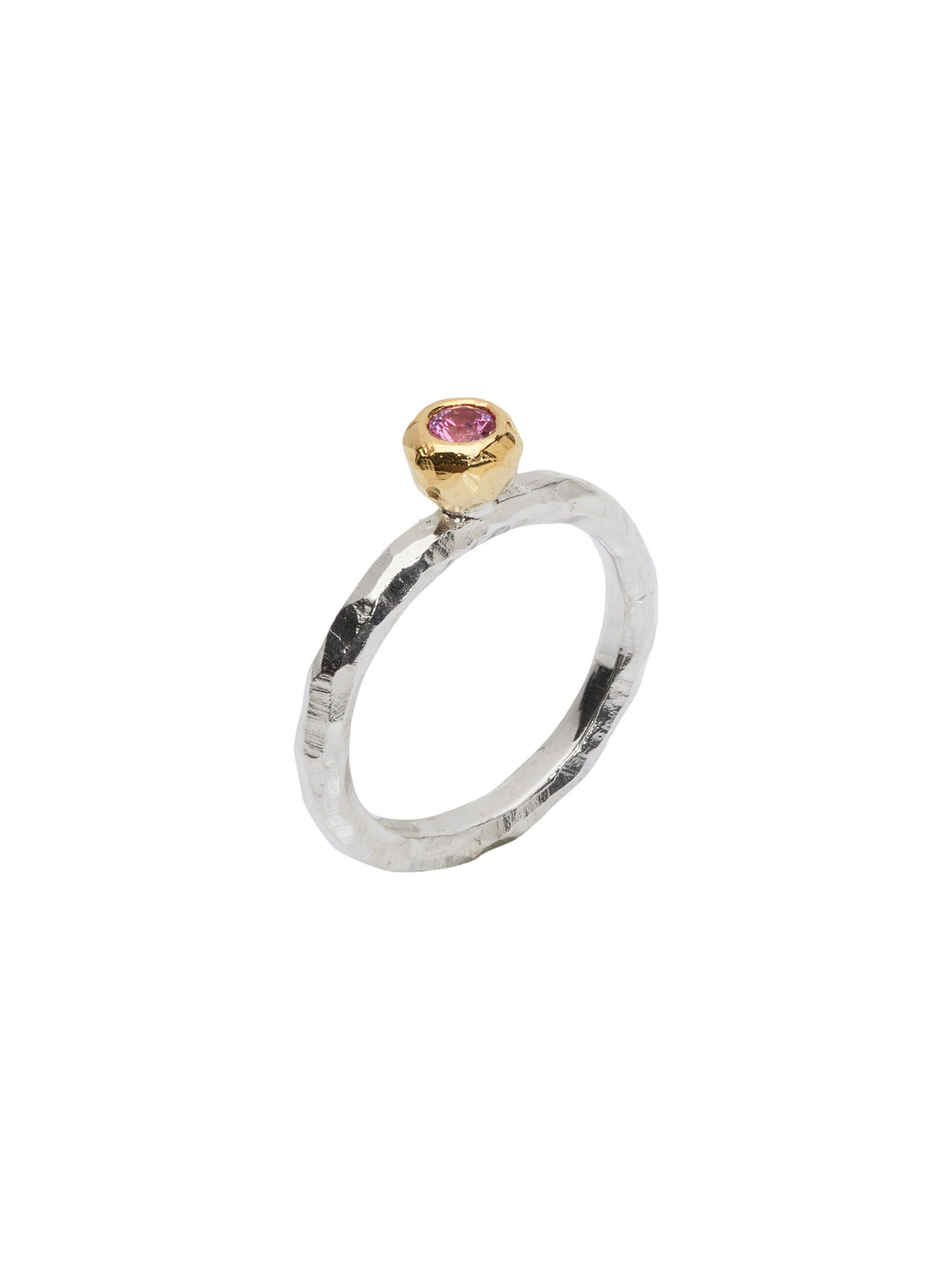 Ringo kula ring in silver and 18k yellow gold with pink sapphire 0.20ct